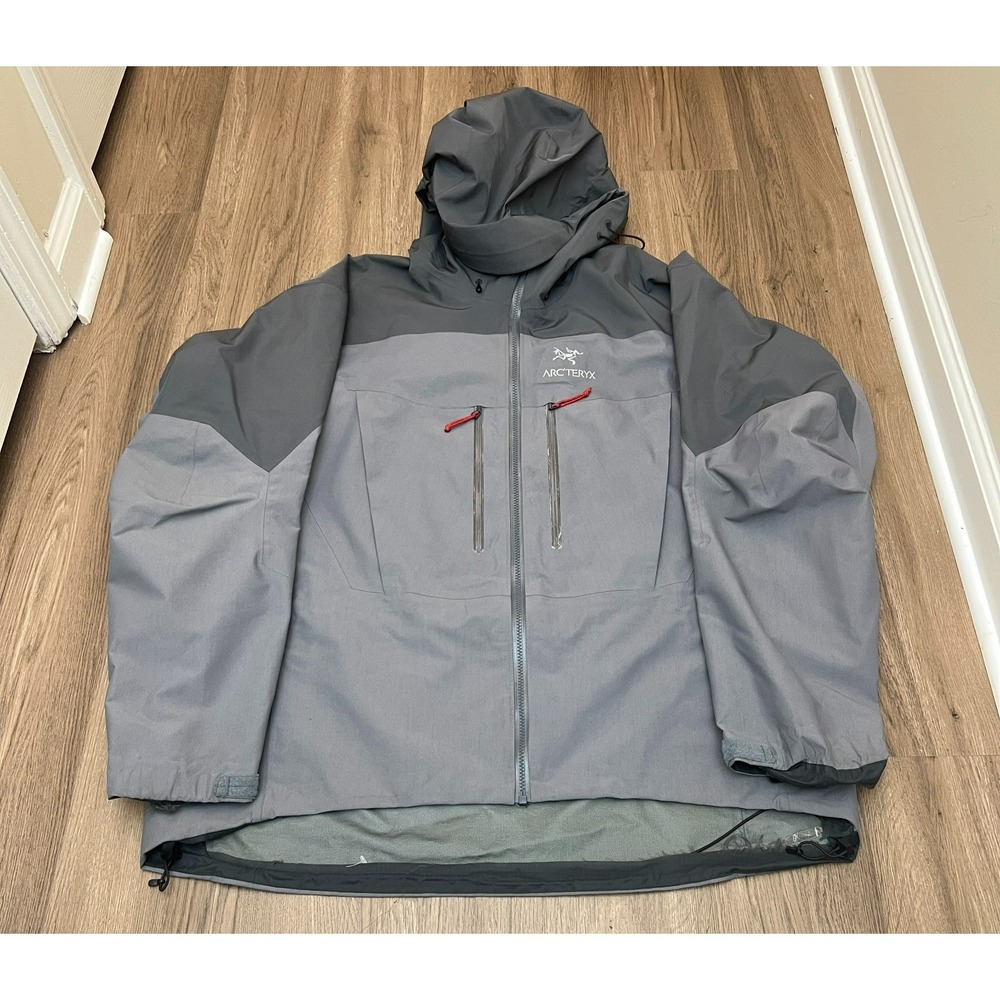 Arc'teryx Alpha SV Gore Tex Jacket XXL Gray Red Hooded Shell Ski Hiking FLAWS